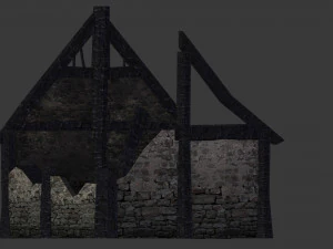 burned thatched house 3D Model