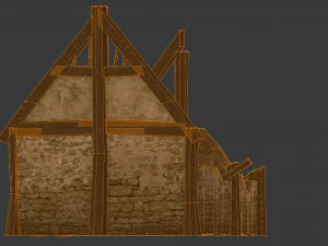 burned thatched house 3D Model