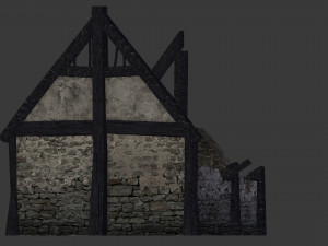 burned thatched house Modèle 3D