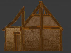 burned thatched house 3D Model