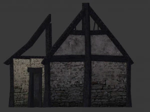 burned thatched house 3D Model