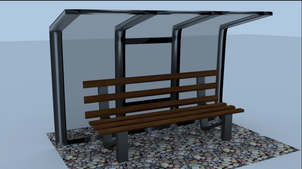 bus stop 3D Model .c4d .max .obj .3ds .fbx .stl .blend 