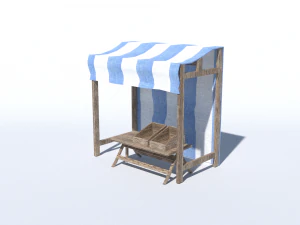 中世のスタンドの低ポリ 3Dモデル