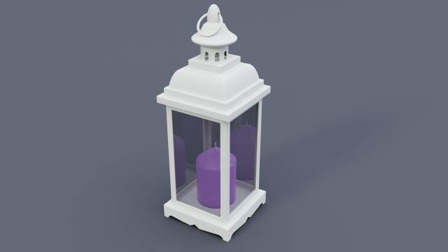 white home lantern with lavender candle 3D-Modell .c4d .max .obj .3ds .fbx .stl .blend 