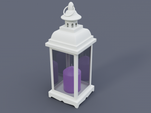 white home lantern with lavender candle 3D Model
