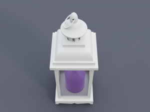 white home lantern with lavender candle 3D-Modell