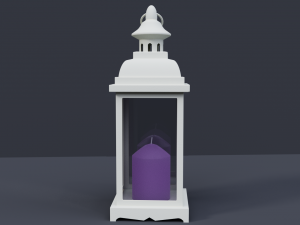 white home lantern with lavender candle 3D-Modell