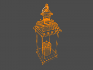 white home lantern with lavender candle 3D-Modell