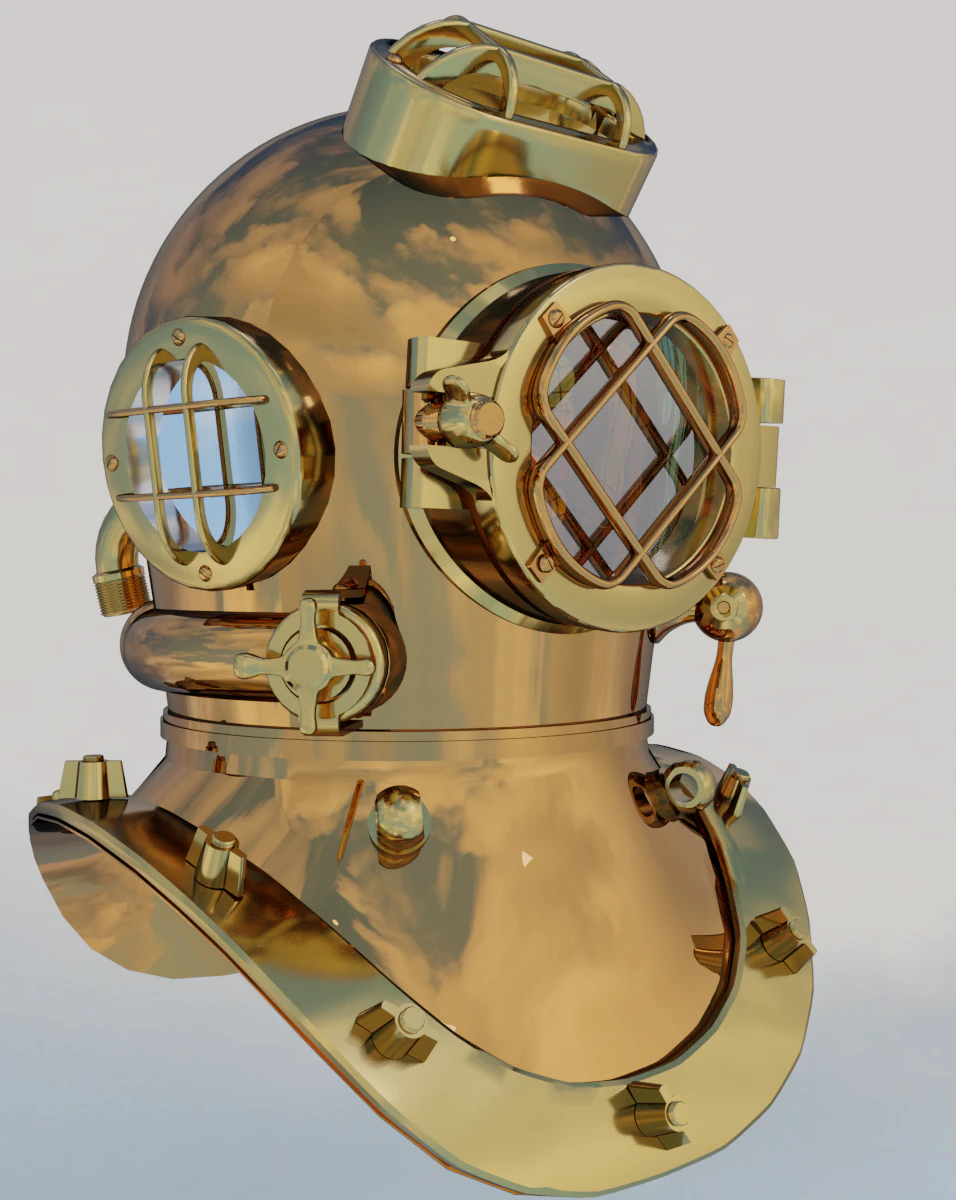 divers helmet 3D Model .c4d .max .obj .3ds .fbx .stl .blend 