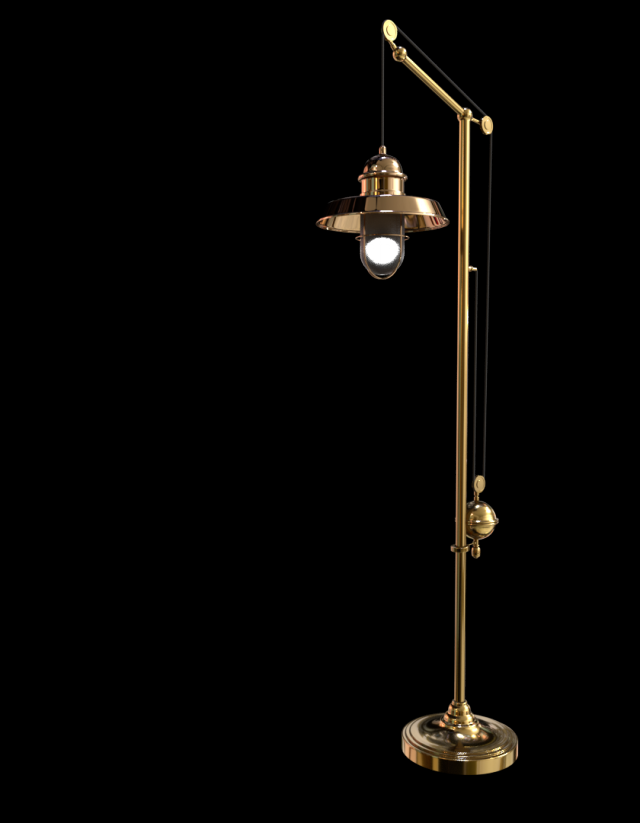 brass floor lamp v6 3D 模型 .c4d .max .obj .3ds .fbx .stl .blend 