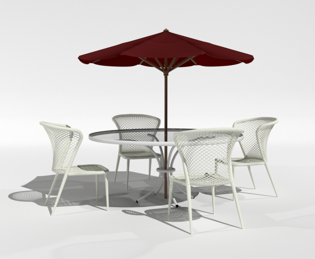 outdoor dinette and umbrella 3D Model .c4d .max .obj .3ds .fbx .stl .blend 