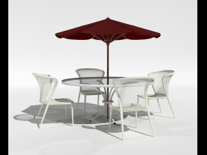 outdoor dinette and umbrella 3D 모델