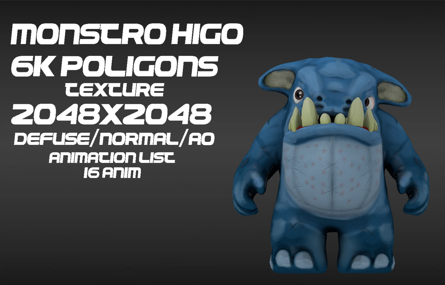 monstro higo animations-riggs-unity files 3D Model .c4d .max .obj .3ds .fbx .stl .blend 