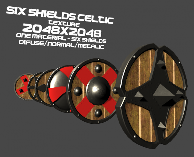 six celtic shields 3D 模型 .c4d .max .obj .3ds .fbx .stl .blend 