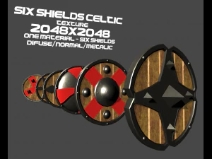 여섯 개의 켈트 방패 3D 모델