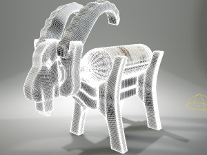 wooden goat Modello 3D