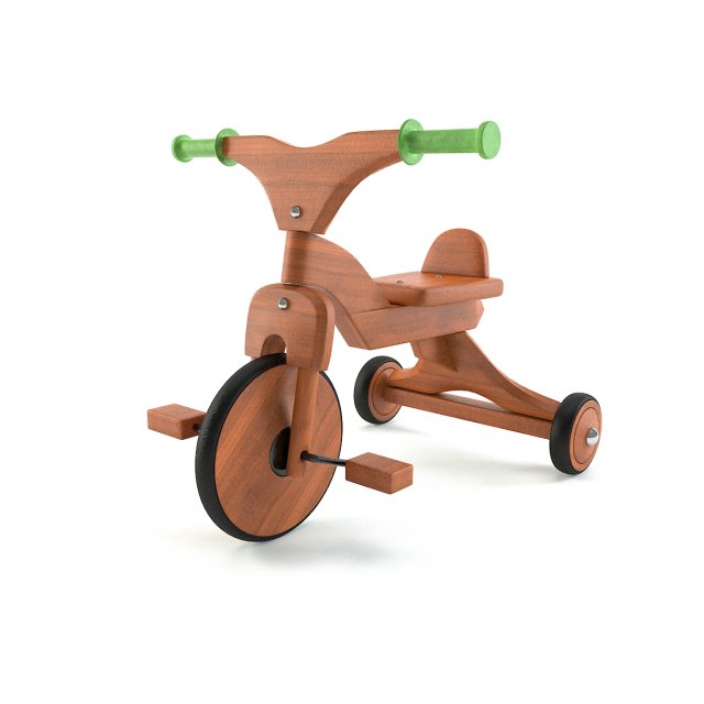 wooden bike 3D Model .c4d .max .obj .3ds .fbx .stl .blend 