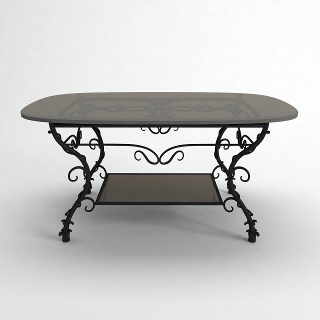 black iron table with glass Modelo 3D .c4d .max .obj .3ds .fbx .stl .blend 