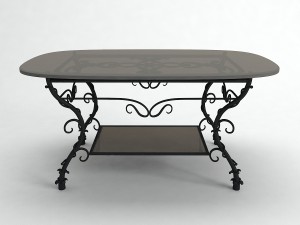 black iron table with glass Modelo 3D