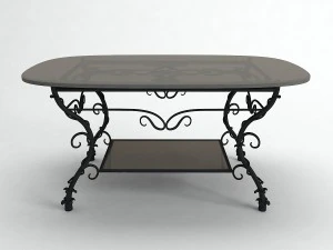 camlı siyah demir masa 3D Model