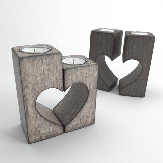 wooden candlesticks 3D Model .c4d .max .obj .3ds .fbx .stl .blend 