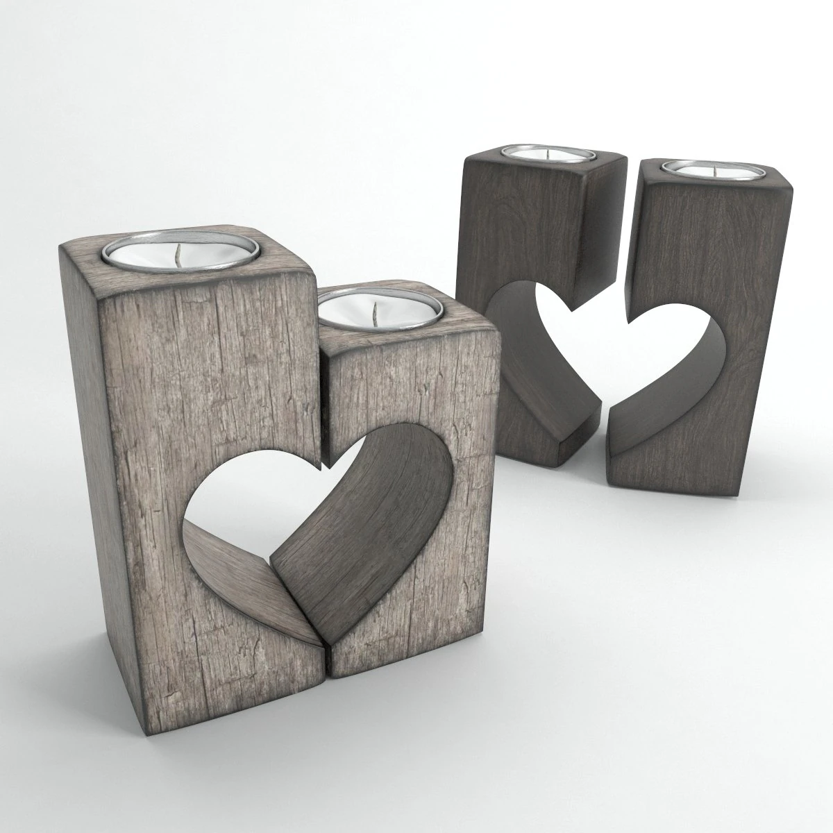 wooden candlesticks 3D Model .c4d .max .obj .3ds .fbx .stl .blend 
