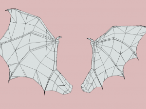 low poly demon wings 3D Model