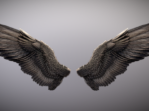 low poly animated dark angel wings Model 3D