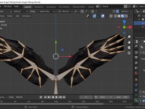 low poly animated dark angel wings Model 3D