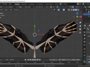 low poly animated dark angel wings 3D Model