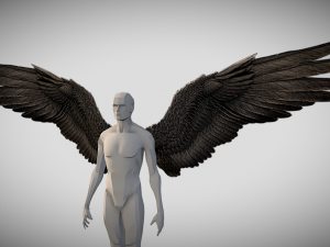 low poly animated dark angel wings Model 3D
