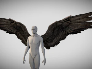 low poly animated dark angel wings 3D Model