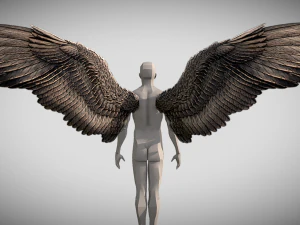 low poly animated dark angel wings 3D Model
