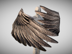 low poly animated dark angel wings Model 3D