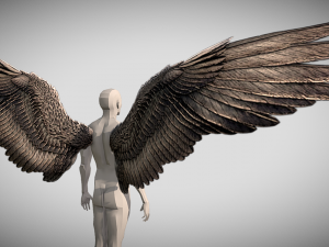 low poly animated dark angel wings Model 3D