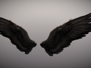 low poly animated dark angel wings Model 3D