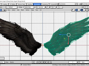 low poly animated dark angel wings 3D Model