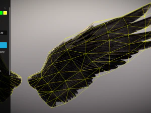 low poly animated dark angel wings 3D Model