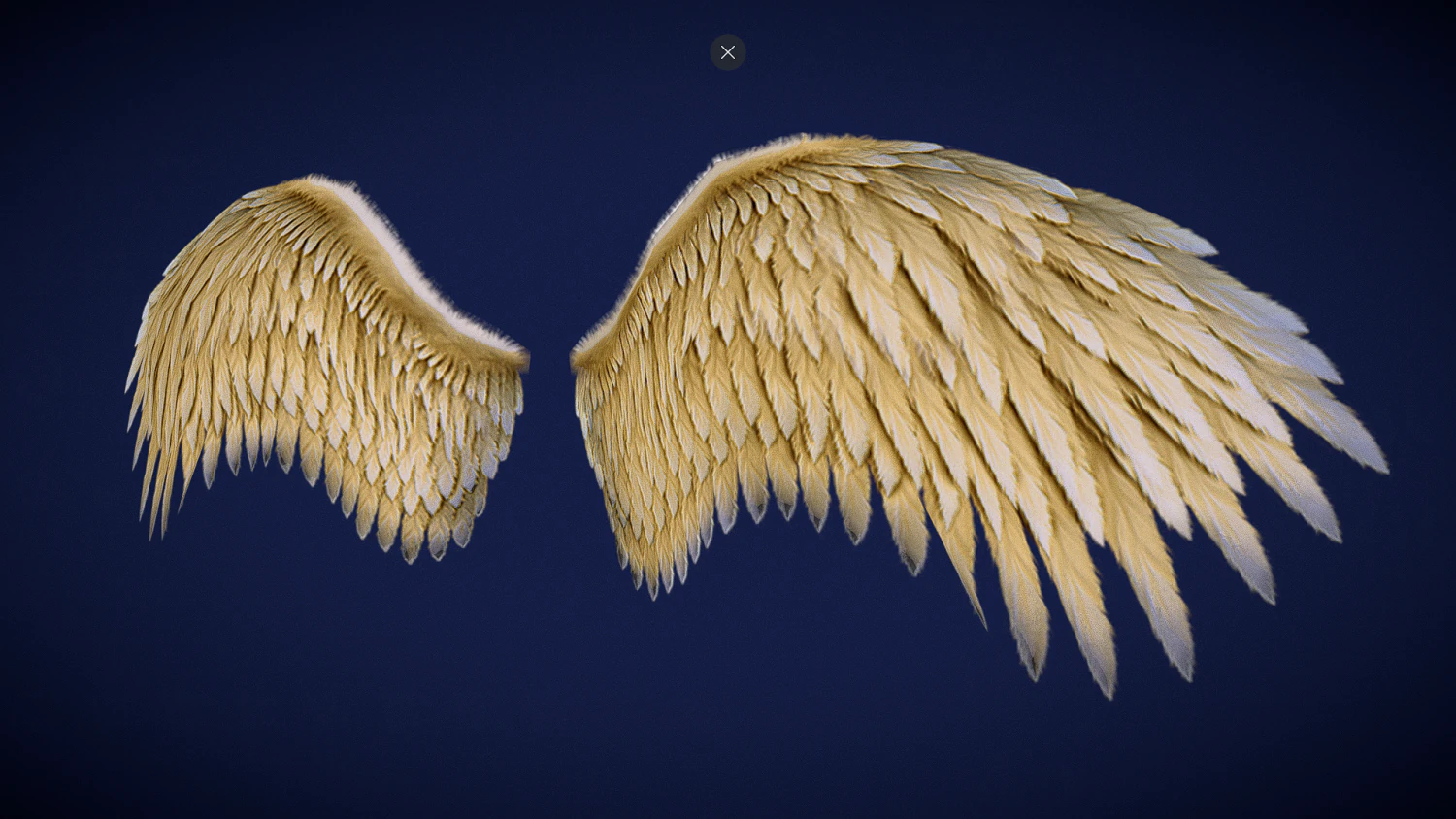 Animated Low Poly Golden Wings 3D Model .c4d .max .obj .3ds .fbx .stl .blend 