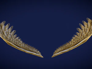 Animated Low Poly Golden Wings 3D Model