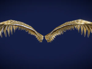 Animated Low Poly Golden Wings 3D Model