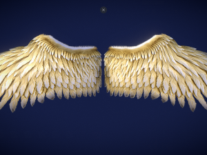 Animated Low Poly Golden Wings 3D 模型