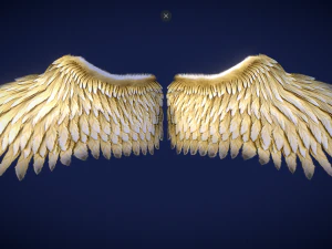 Animated Low Poly Golden Wings 3D Model