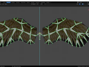 Animated Low Poly Golden Wings 3D Model