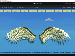 Animated Low Poly Golden Wings 3D 模型
