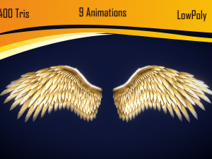 Animated Low Poly Golden Wings 3D 模型