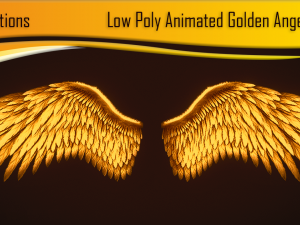 Animated Low Poly Golden Wings 3D 模型