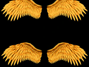 Animated Low Poly Golden Wings 3D Model
