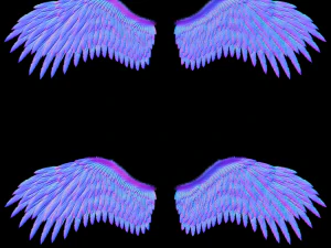 Animated Low Poly Golden Wings 3D Model