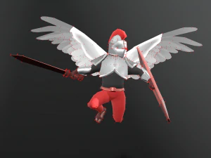 Animated Low Poly Angel Knight 3D Model